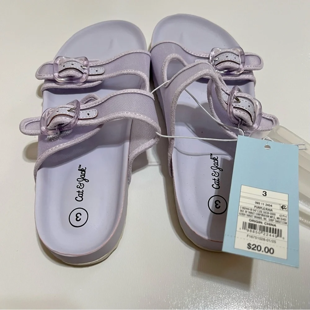 NWT Cat & Jack Kids' Kaia Mesh Footbed Sandals in purple- Size 3